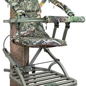 SD Climbing Treestand Lightweight Aluminum, Foam Padded Seat, 300 lbs Capacity, Includes Safety Harness
