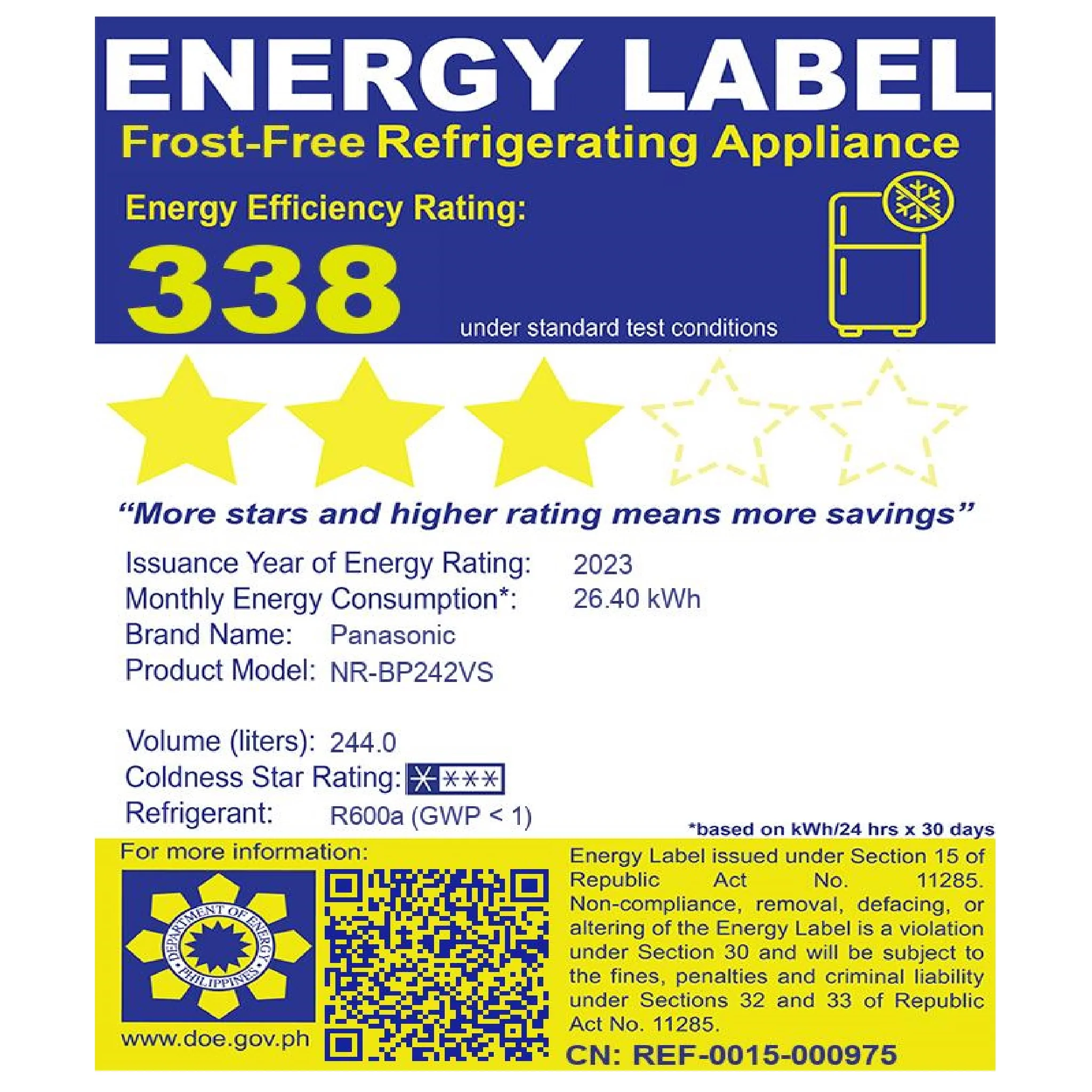 8.6 Cu. Ft. Two-Door Refrigerator Inverter