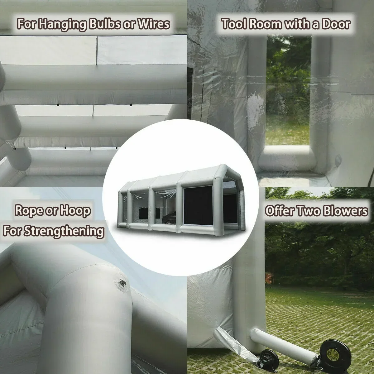 Inflatable Spray Paint Booth Tent 28X15X10FT With Two Blowers – 950W+280or380W