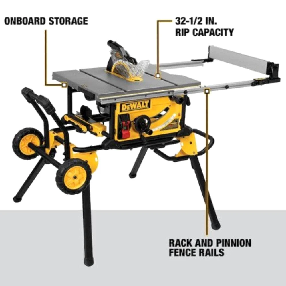 DEWALT 15 Amp Corded 10 in Job Site Table Saw With Rolling Stand – DWE7491RS