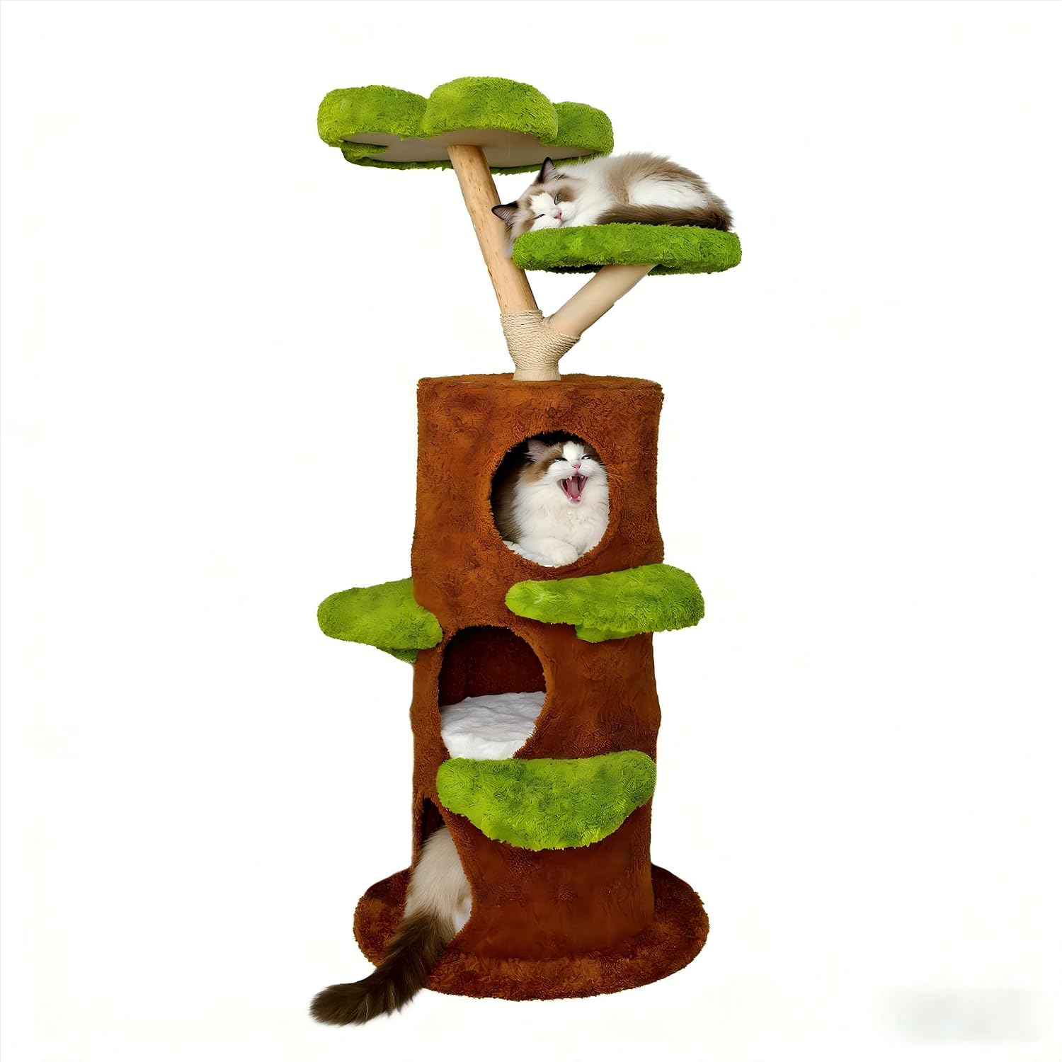 Wisfor Modern Cat Tree Tower: 58Inch Tall Cats Tree for Large Cats with Multi Condos – Indoor Wooden Kitty Tree House Sturdy with Scratching Post