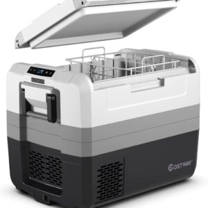 Portable Car Refrigerator, -14.8℃ to 50℃, 58-Quart Compressor Travel Fridge with Two-way Open Door, Operating Panel, Groove Design, Compact RV Freezer and Cooler for Outdoor and Home Use