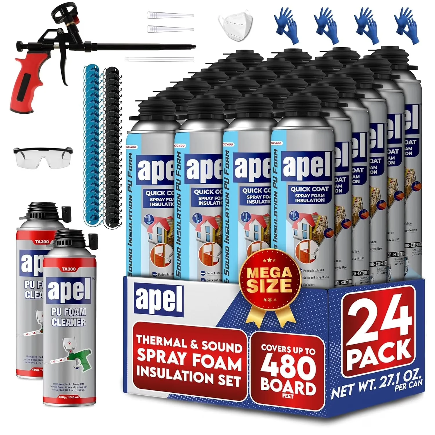 apel Spray Foam Insulation Kit, 12 x 32.80 oz / 240 Bd ft – 12 Pack