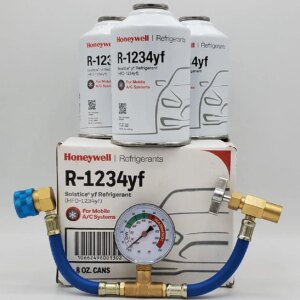 Refrigerant (3 Freon Cans) & HD Brass Can Tap with Gauge-Honey Well