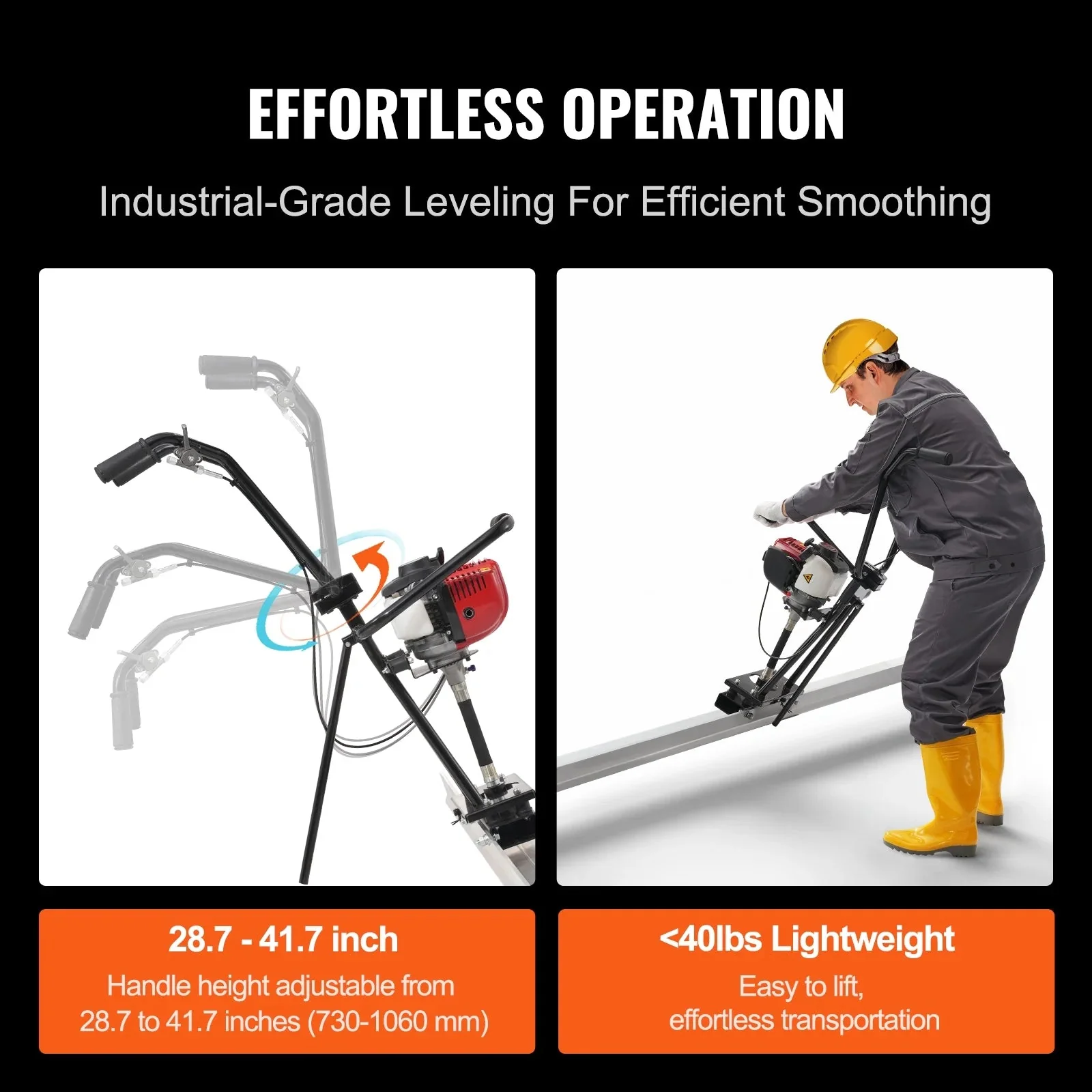 VEVOR Gas Concrete Power Screed With 8ft Aluminum Board – ZPJ-25A-8
