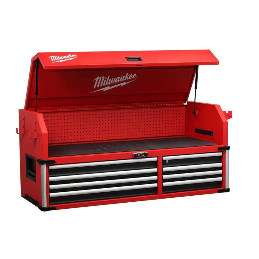 Milwaukee High Capacity 56 in 18-Drawer Steel Tool Chest And Cabinet Combo – Red And Black