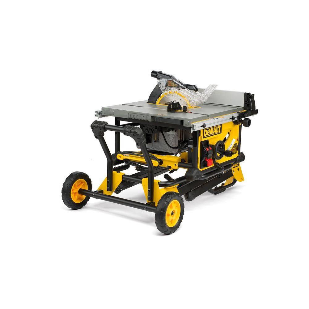 DEWALT 15 Amp Corded 10 in. Jobsite Table Saw With Rolling Stand – DWE7491RS