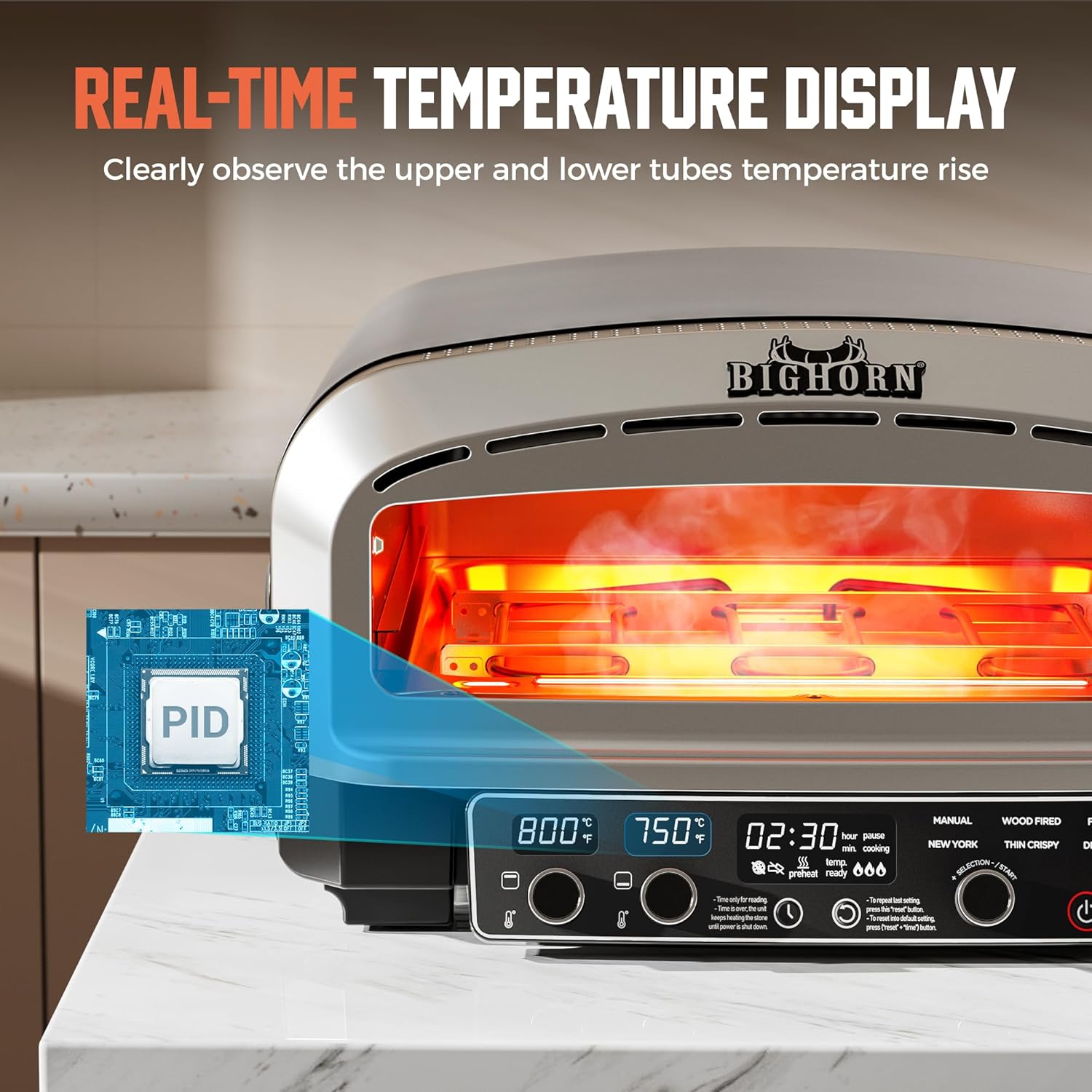 14-Inch Countertop Electric Pizza Oven, Stainless Steel