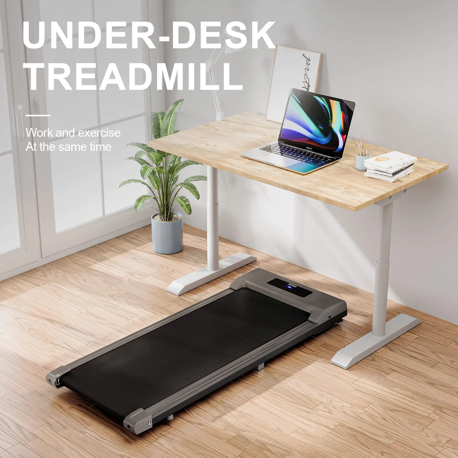 Under-Desk Walking Pad Treadmill with Remote Control and LCD Display