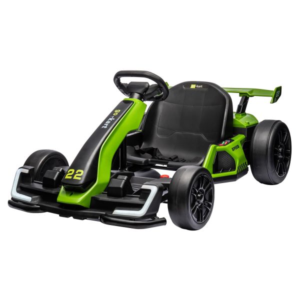 24V Electric Go Kart, with 300W Strong Motor, Drift/Sport Mode, Big Battery, Eva Tire,Length Adjustmen for Outdoor Racing Toy-Green