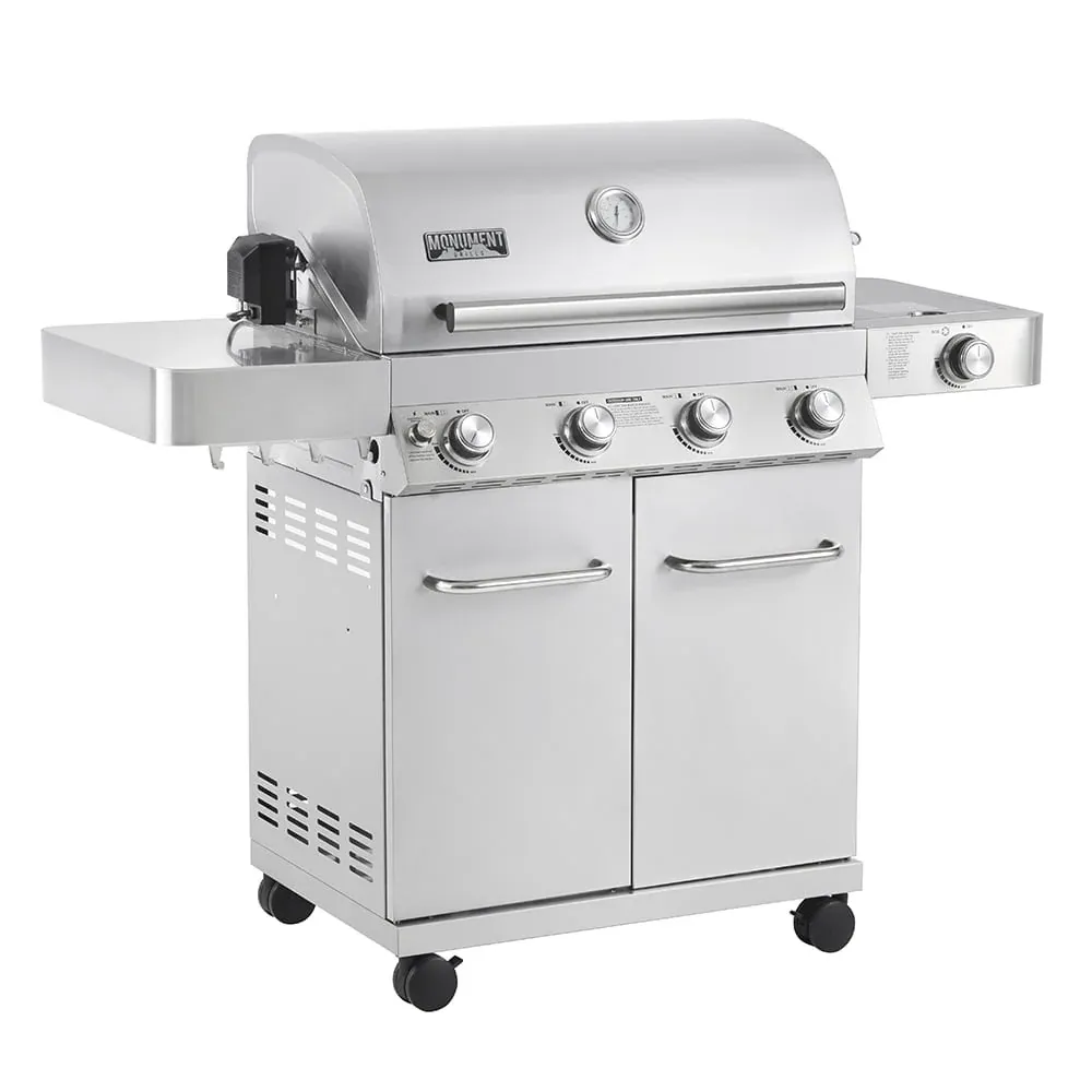 17842 Stainless Steel 4 Burner Propane Gas Grill with Rotisserie Configuration B