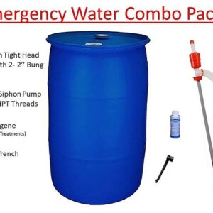 55 Gallon Emergency Water Storage HDPE Barrel Combo Pack – 23 x 23 x 34 in