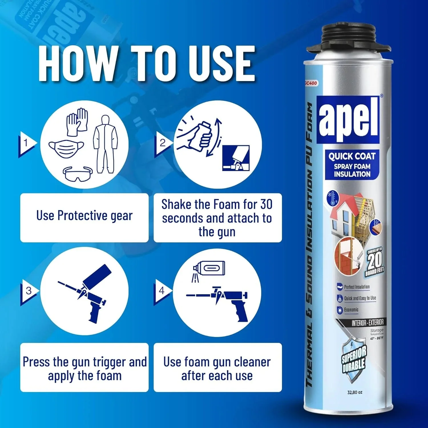 apel Spray Foam Insulation Kit, 12 x 32.80 oz / 240 Bd ft – 12 Pack