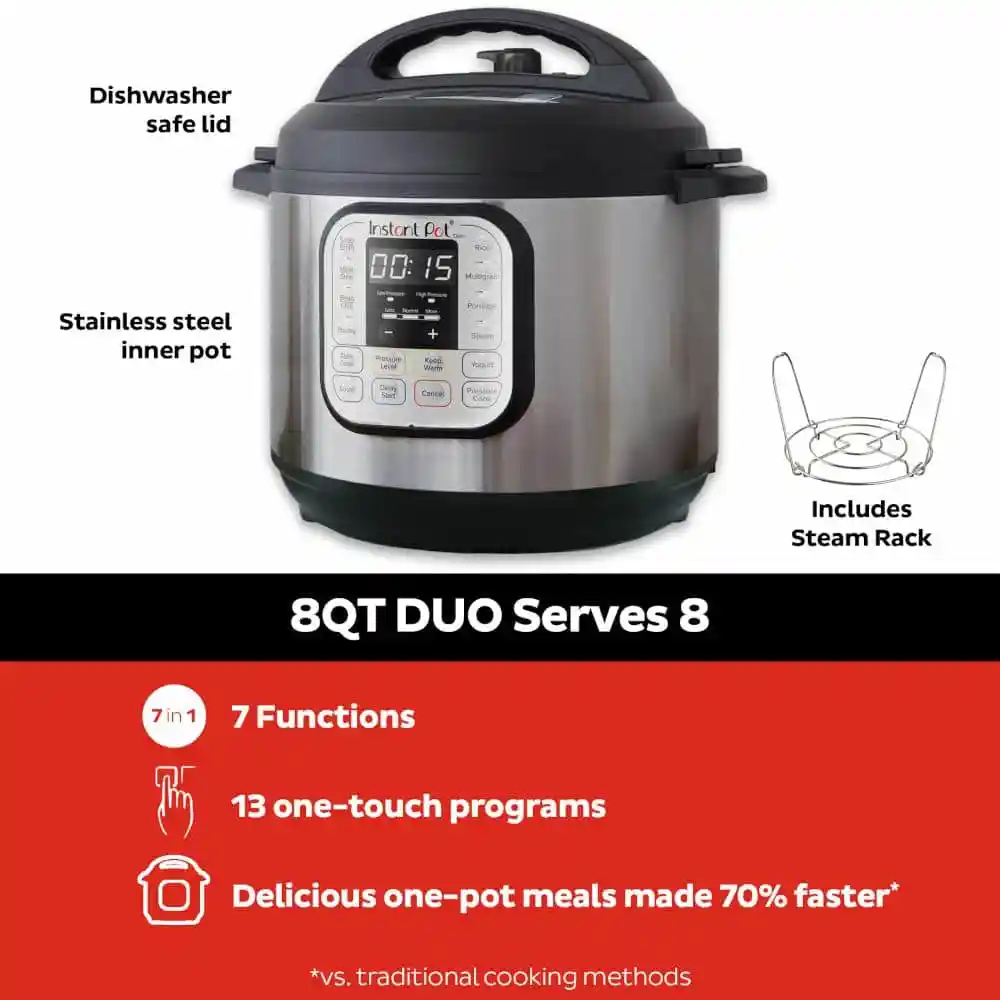 8 qt. Stainless Steel Duo Electric Pressure Cooker Configuration B