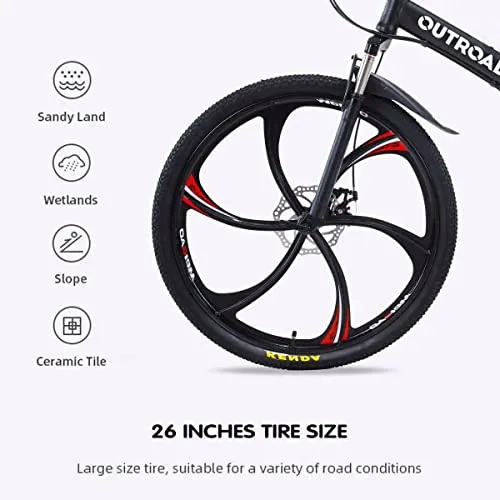 26-Inch Folding Mountain Bike, 21-Speed Dual Suspension