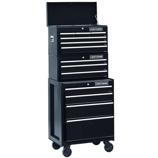 Craftsman 26 Inch 3-Drawer Heavy-Duty Ball-Bearing Middle Chest, Black