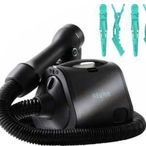 Reverse-Air Hair Dryer with Hair Clips Black