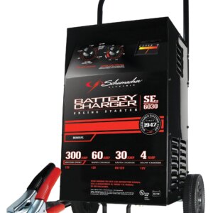 Electric Wheeled Battery Charger and Engine Starter, SC1446, 2-in-1, manual timer control, 300 crank amps, 6 volts, 12 volts, for car, SUV, truck and Marine batteries