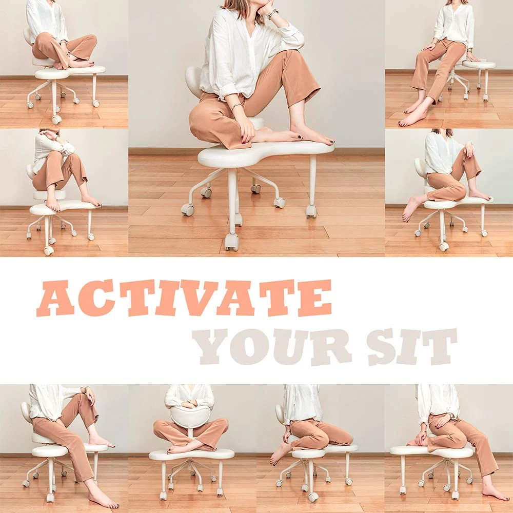 Meditation Chair, Home Office Desk Chair, Cross Legged Chair with Lumbar Support and Adjustable Stool
