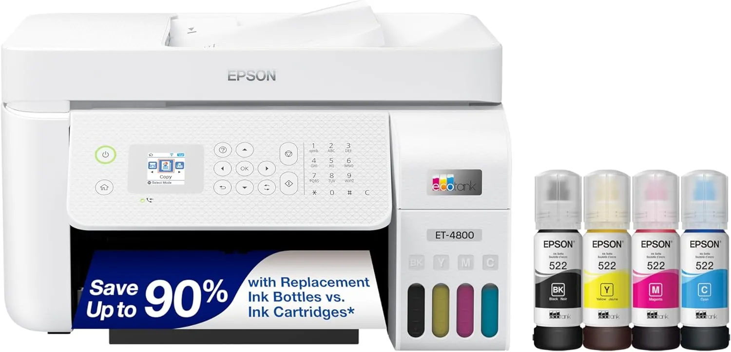 Wireless All-in-One Inkjet Printer, Scanner, Copier, Fax, ADF, Ethernet, White