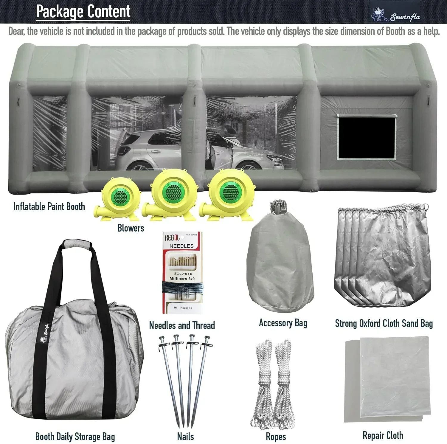Sewinfla Inflatable Spray Booth 30x20x13Ft With Air Filter System And Blowers