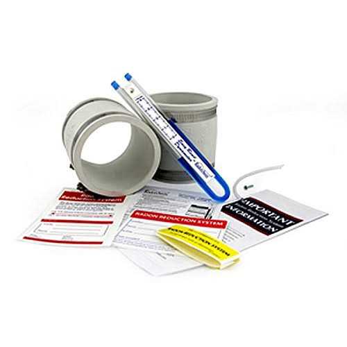 RadonAway Radon Fan Install Kit With Two 3×3 White Couplings, U-Tube Vacuum Gauge And System Labels – GP501