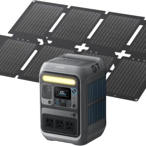 Solar Generator SOLIX C300 with 60W Solar Panel, 288Wh Portable Power Station, 300W (600W Surge), LiFePO4 Battery, 140W Two-Way Fast Charging, for Outdoor Camping, Traveling, and Emergencies