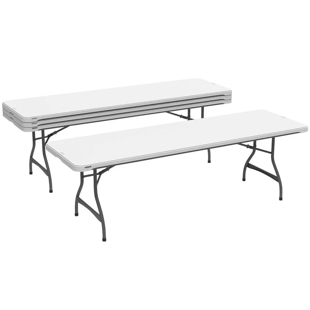 4-Pack Commercial Stacking 8 ft Folding Table – White (80344)