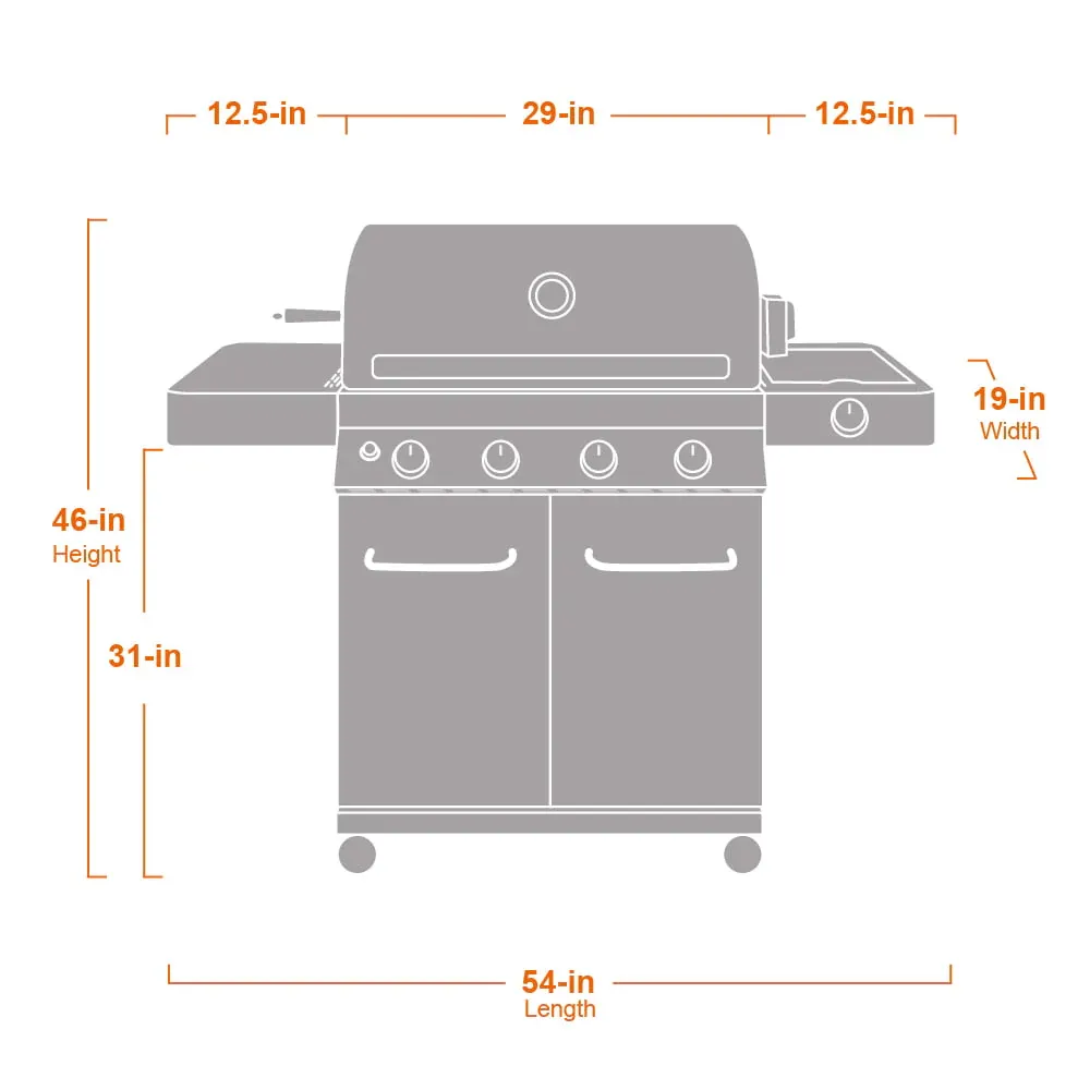 17842 Stainless Steel 4 Burner Propane Gas Grill with Rotisserie