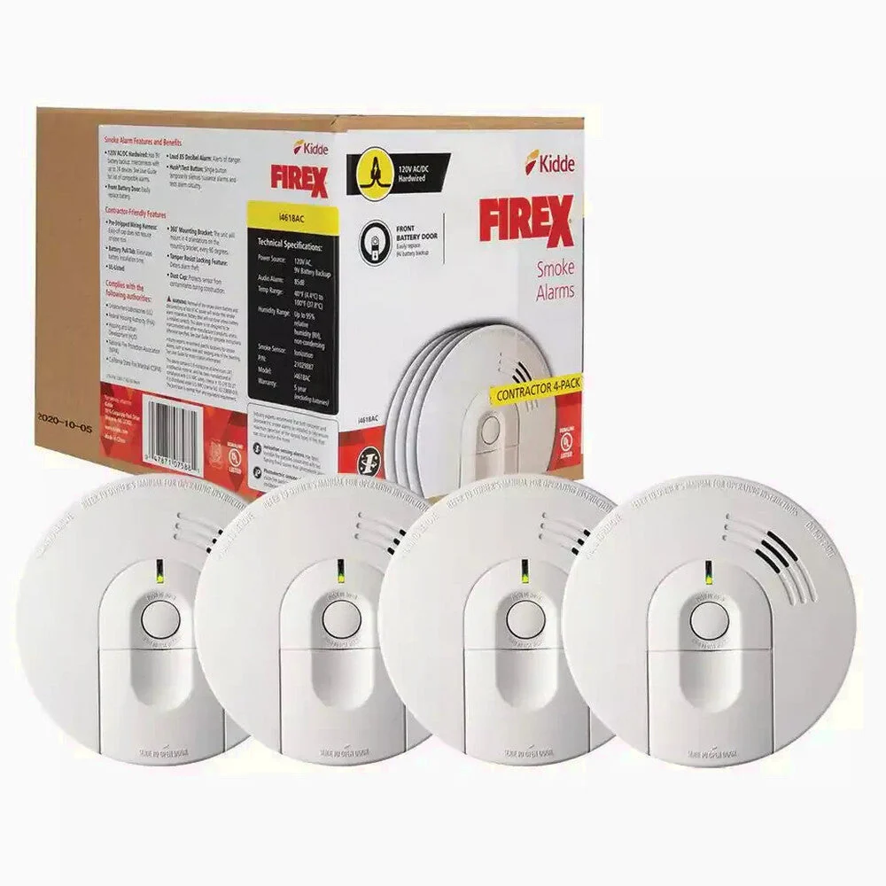 Firex Hardwired Ionization Smoke Detector 4-Pack – i4618