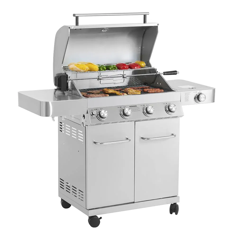 17842 Stainless Steel 4 Burner Propane Gas Grill with Rotisserie
