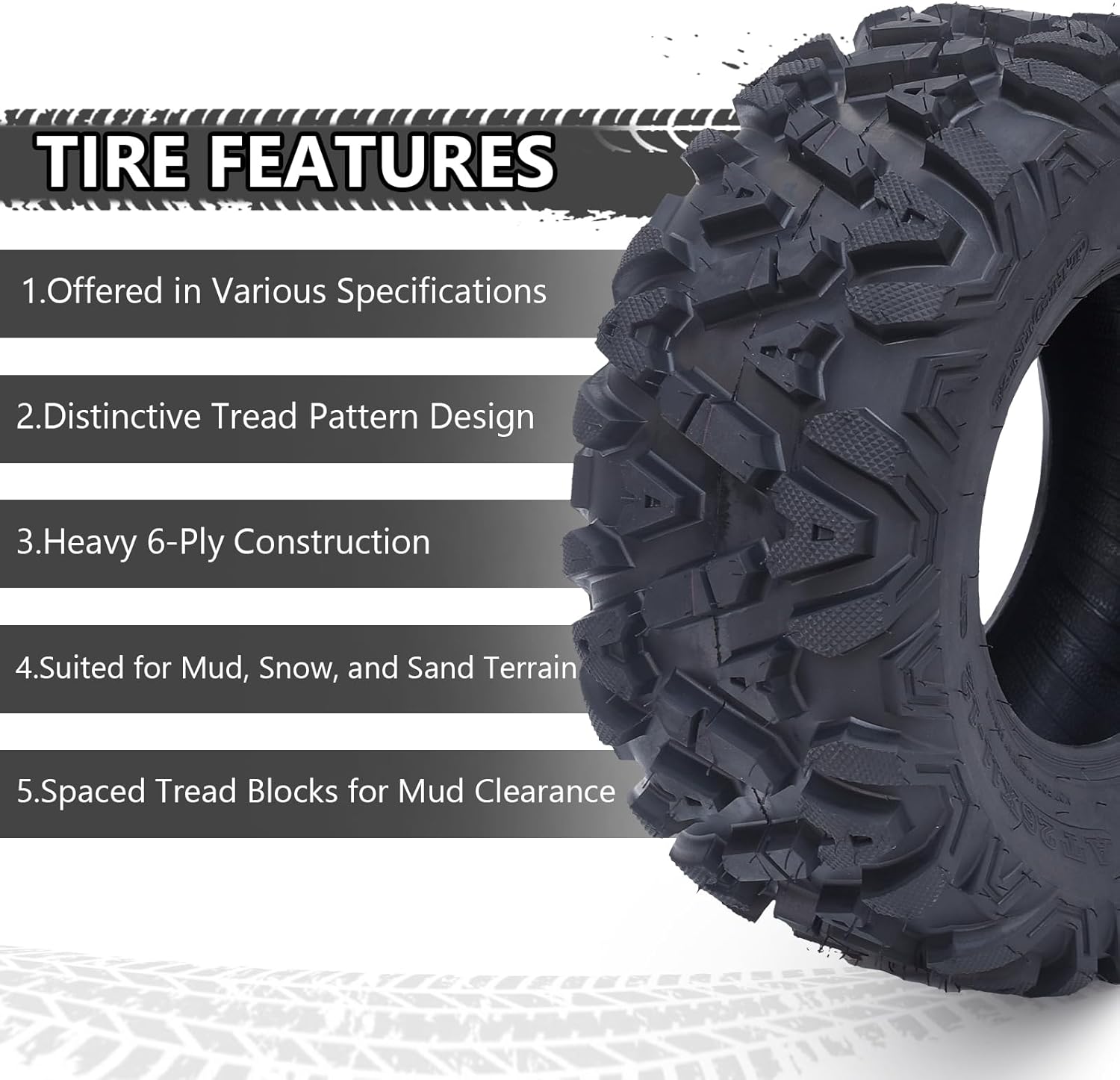 26×12-12 All-Terrain ATV/UTV Tires, Set of 2