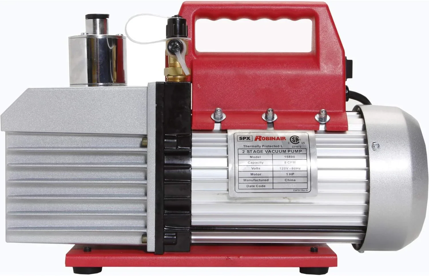 Robinair VacuMaster Economy 2-Stage Vacuum Pump, 8 CFM, Red/Silver – ROB15800 / 15800