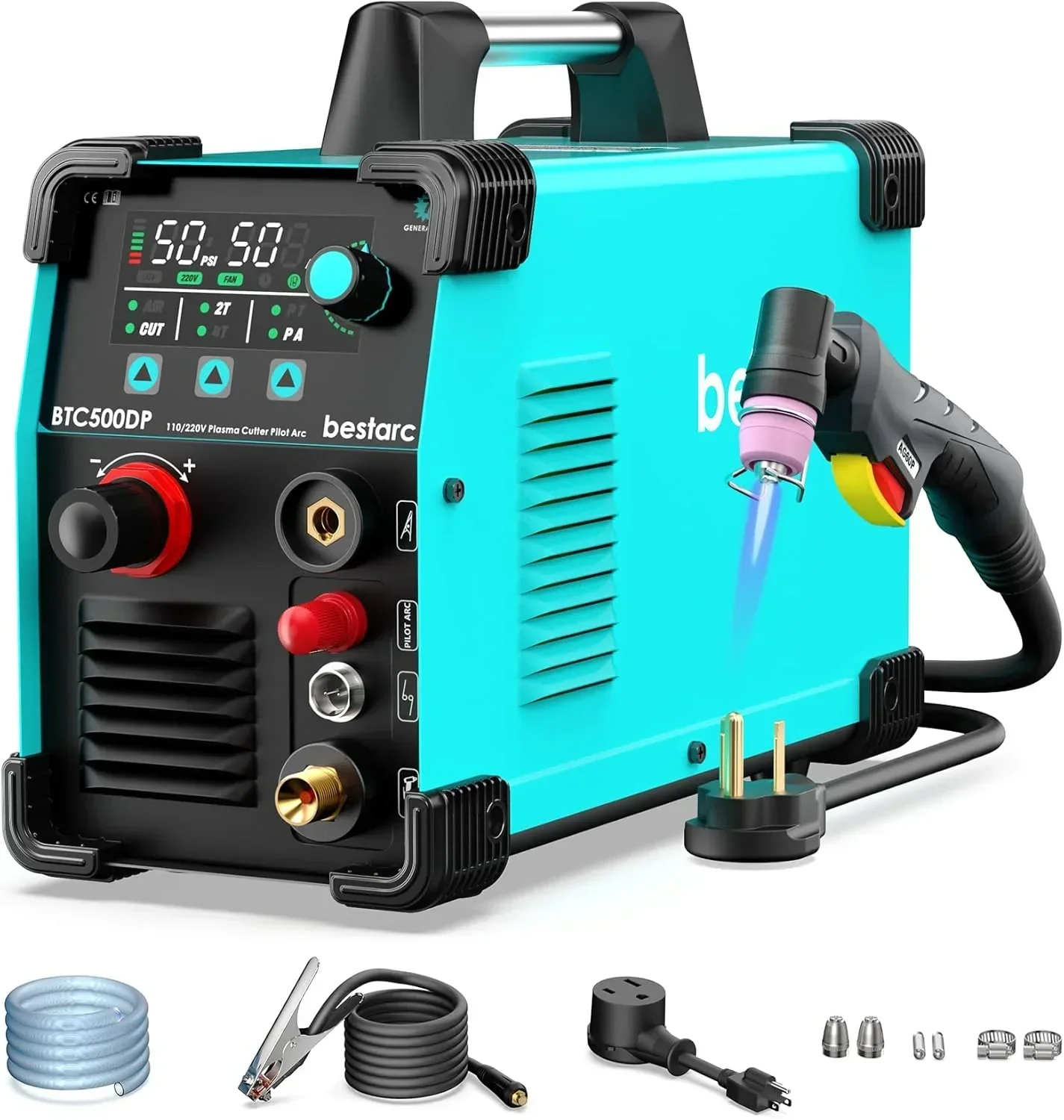 50A Plasma Cutter, Dual Voltage 110/220V, Digital Display – BTC500DP 7th Gen