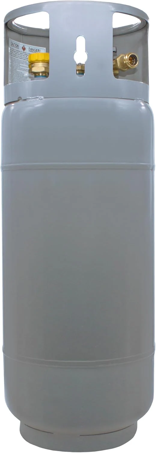 Steel Forklift Propane Tank Cylinder with Built-in Gauge, Gray-Flame King