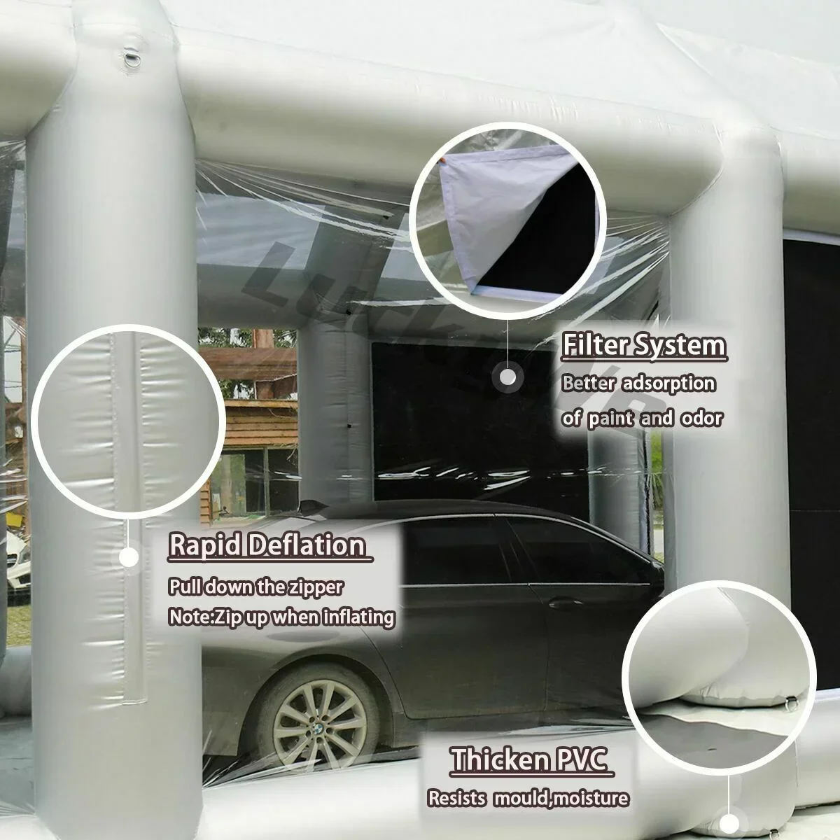 Inflatable Spray Paint Booth Tent 28X15X10FT With Two Blowers – 950W+280or380W