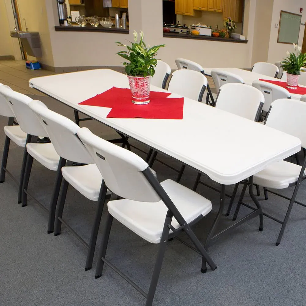 4-Pack Commercial Stacking 8 ft Folding Table – White (80344)