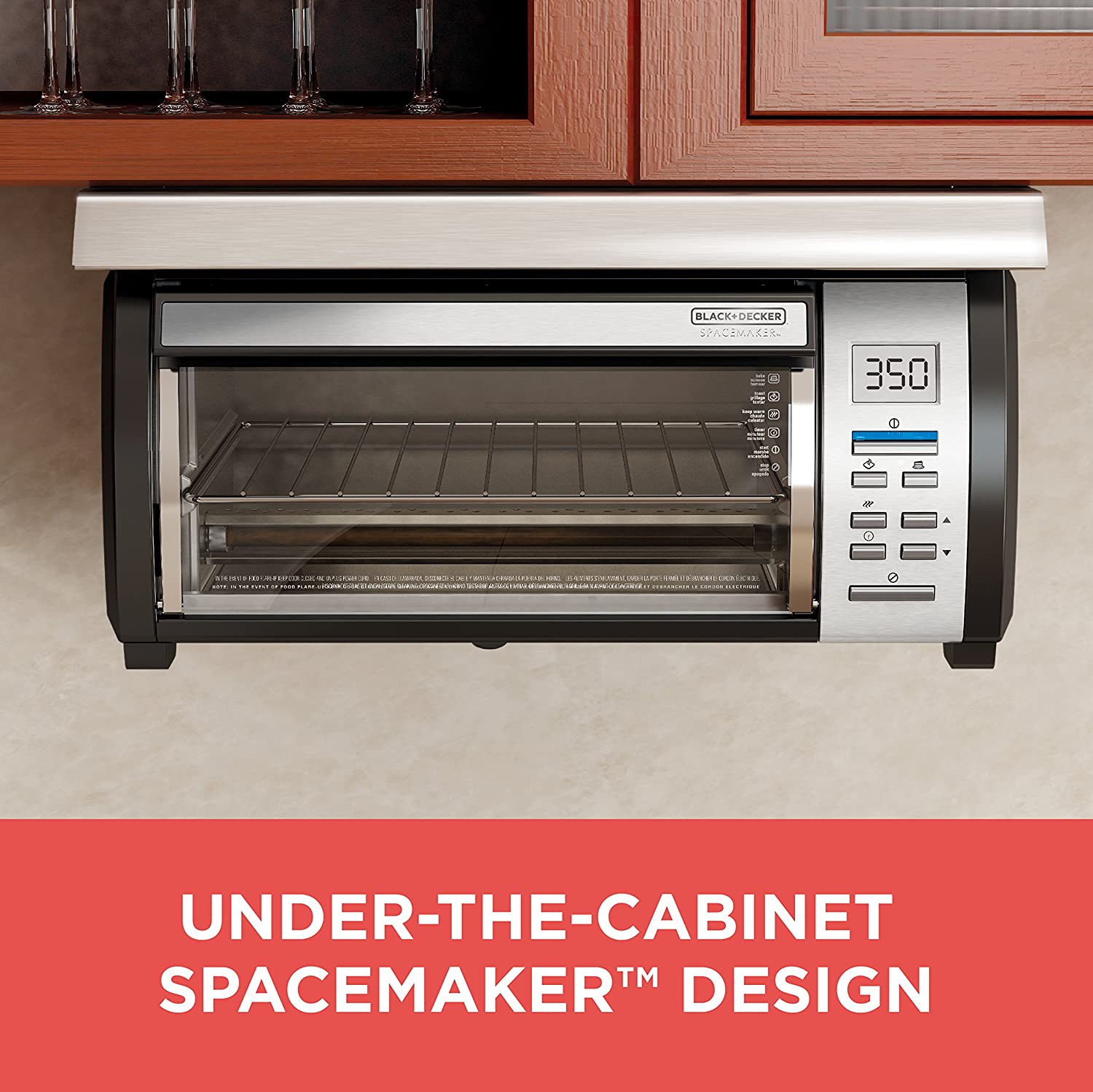 Under-Counter Toaster Oven, Digital Controls, Black/Stainless Steel, Fits 9 Pizza, TROS1000D