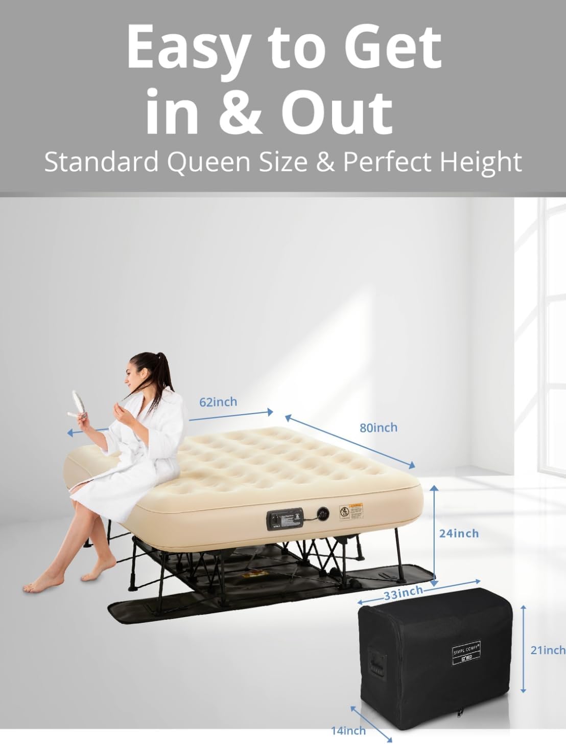 Queen EZ Mattress with Frame & Pump