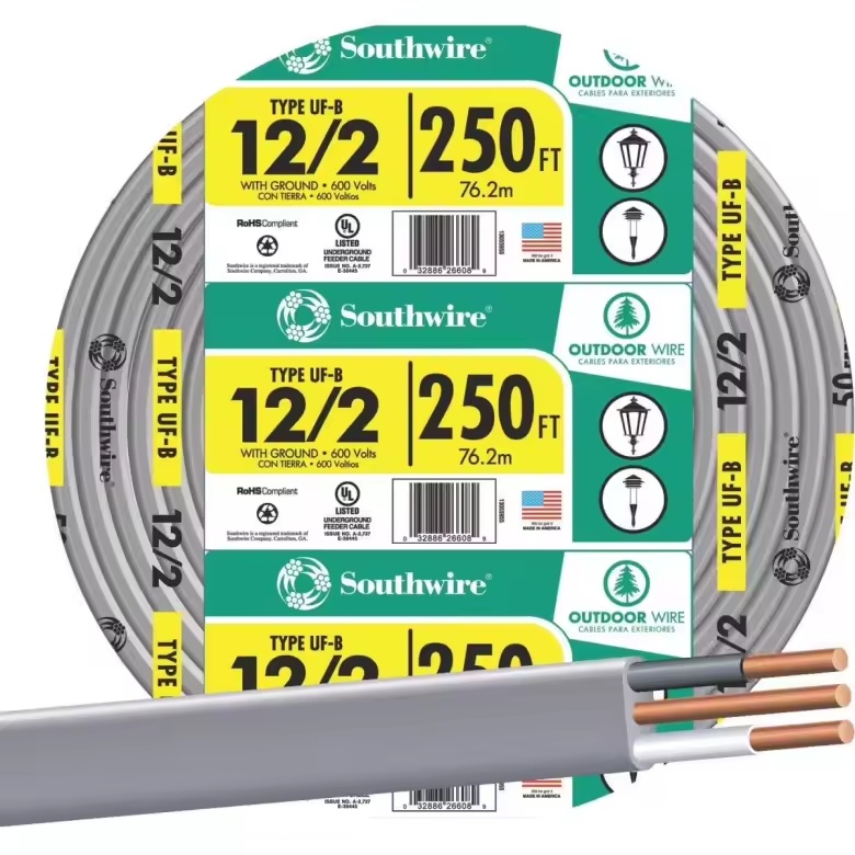 Southwire 12-2 UF-B Underground Feeder Cable 250 ft Gray – 13055955