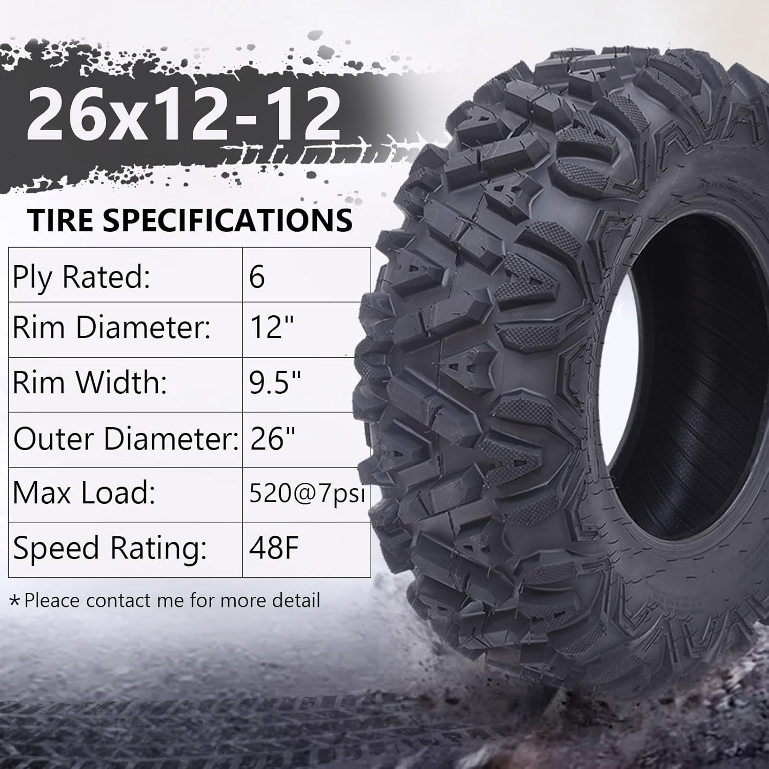 26×12-12 All-Terrain ATV/UTV Tires, Set of 2