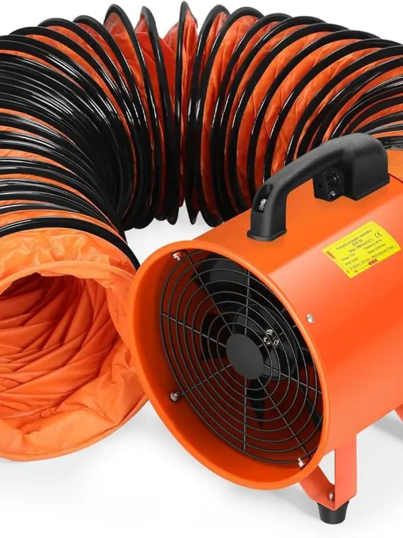 12 Inch High Velocity Utility Blower Fan With 32.8 FT Hose – 3300 RPM