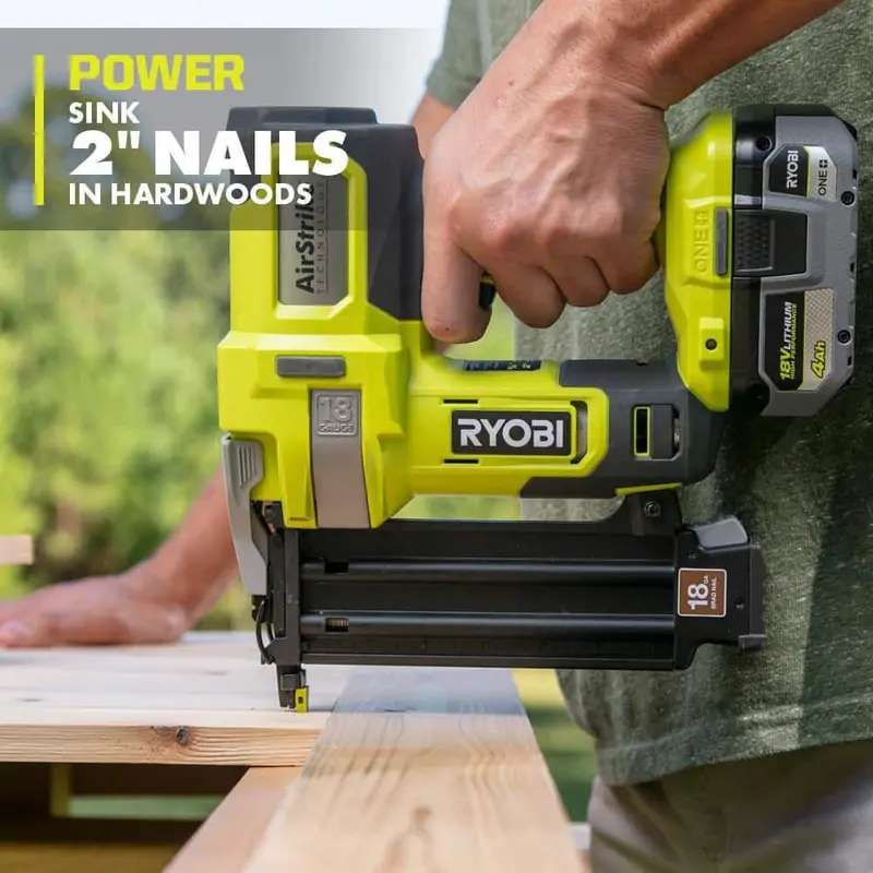 RYOBI ONE+ 18V 18-Gauge Cordless AirStrike Brad Nailer With 1.5 Ah Battery And Charger – P321KN