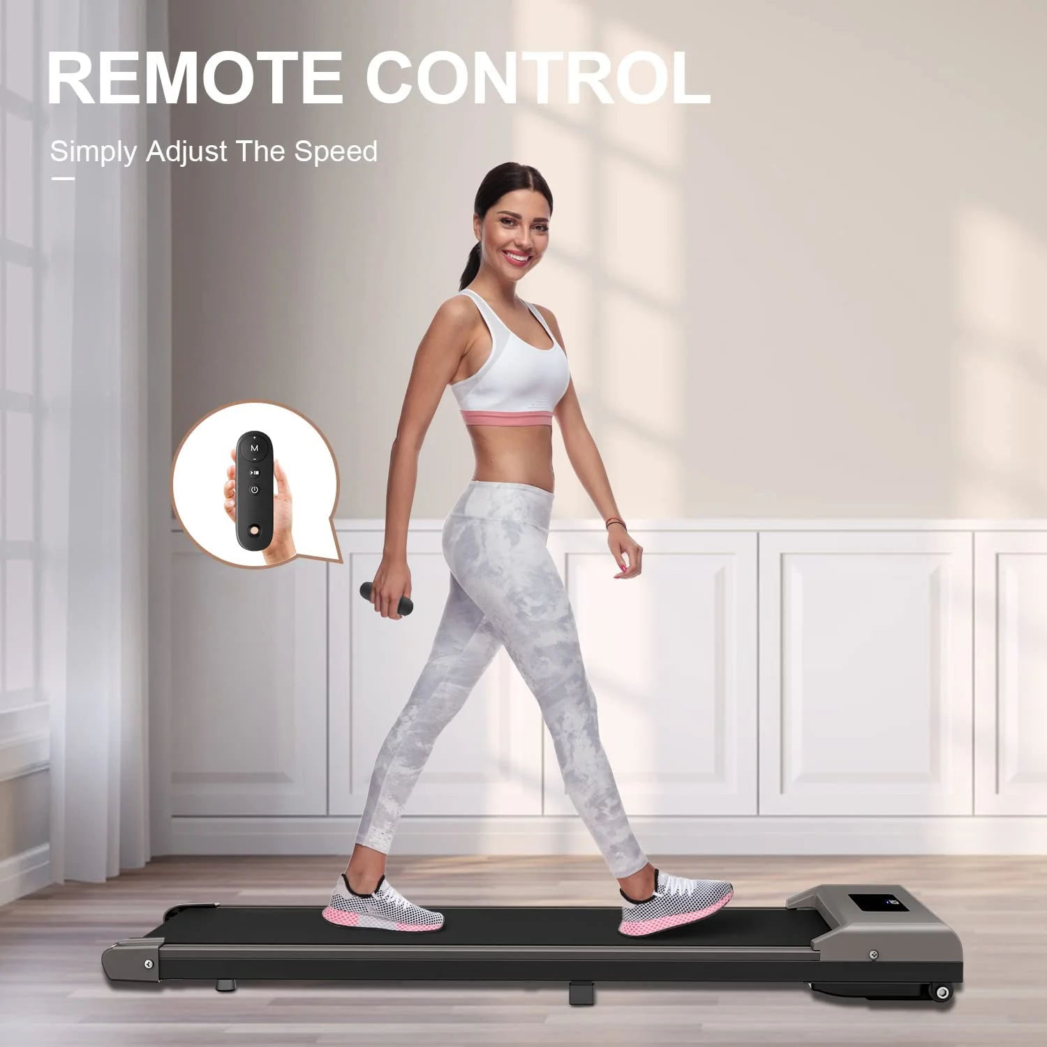 Under-Desk Walking Pad Treadmill with Remote Control and LCD Display
