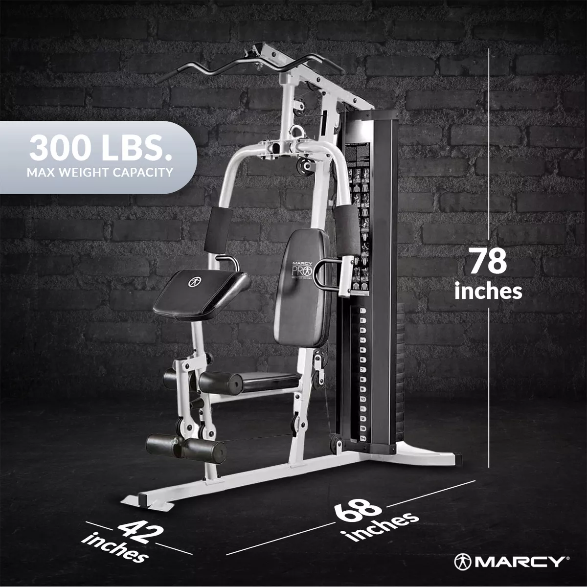 150 Pound Stack Home Gym, Dual Function Arm Press & Leg Developer, Full Body Workout, Black/White
