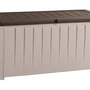 Novel Plastic Deck Storage Container Box Outdoor Patio Furniture 90 Gal, Brown
