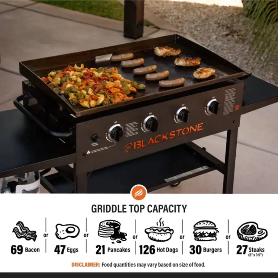 4-Burner 36″ Griddle Cooking Station with Side Shelves