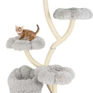 Tangkula Cat Tree Tower, 65 Inch Tall Cat Tower with Sisal Scratching Posts, Flower-Shaped Platforms, Padded Cat Condo, Modern Cat Tree for Indoor Cats Large Adult (Colorful)