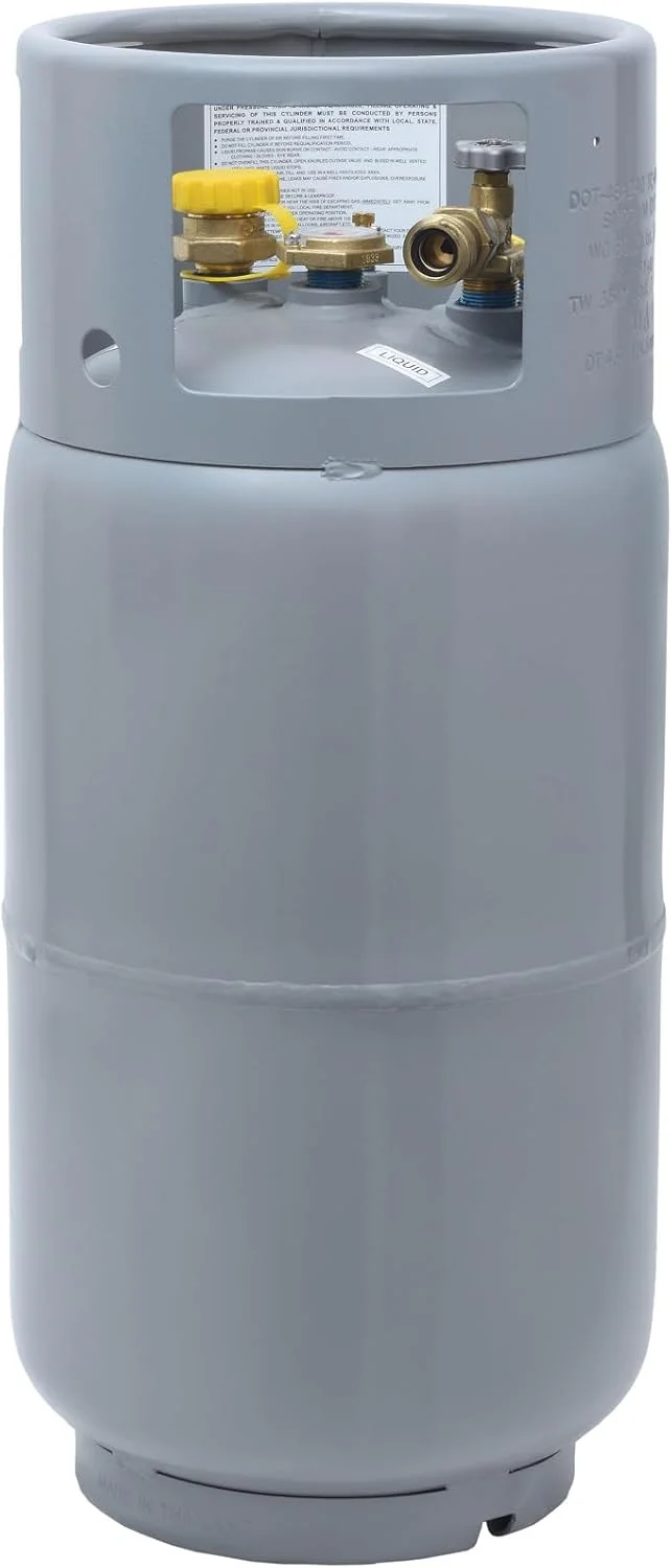 Steel Forklift Propane Tank Cylinder with Built-in Gauge, Gray-Flame King
