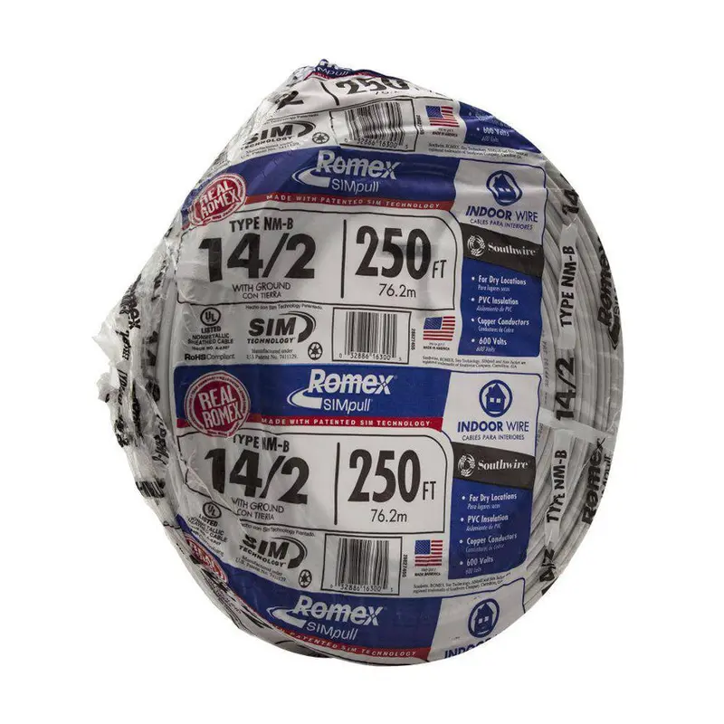 Southwire 250-Foot 14/2 Romex NM-B SIMpull Copper Solid Conductor Cable – 28827455